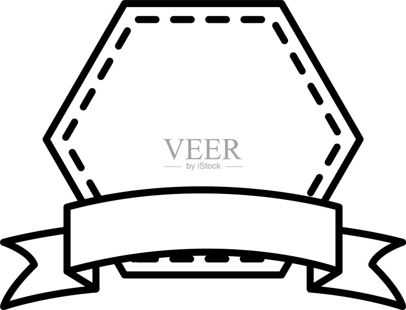 六边形框架和丝带图标线条样式图标素材
