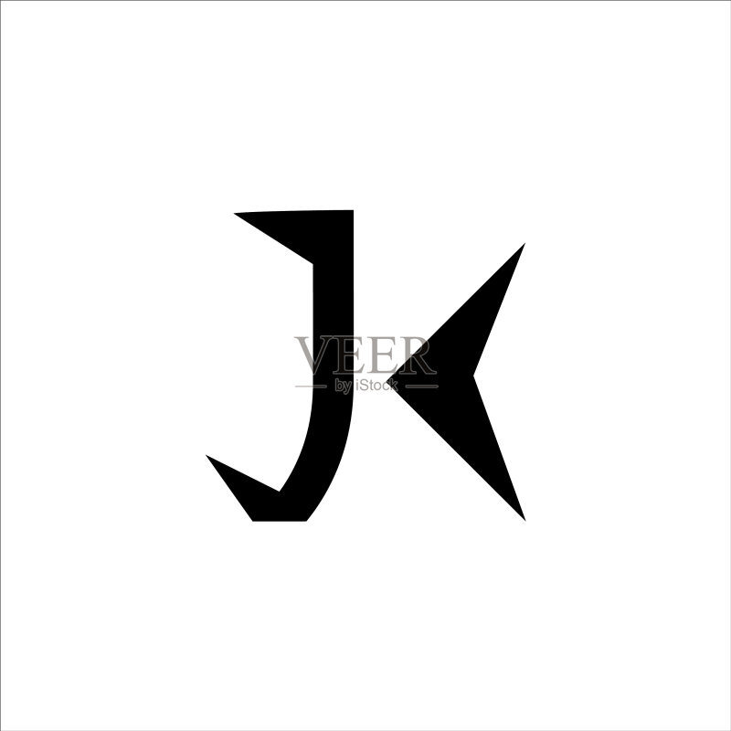 JK或KJ字母logo设计图标素材