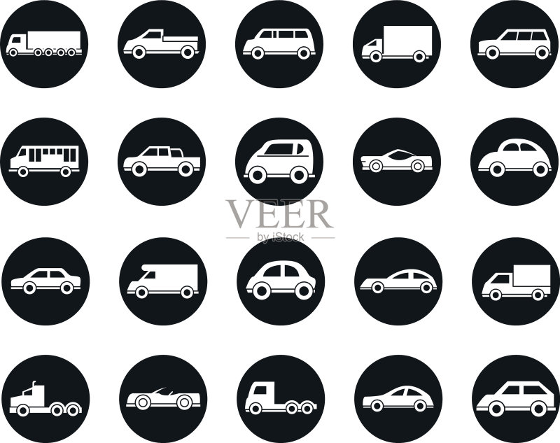 轿车、SUV、皮卡车模型图标素材