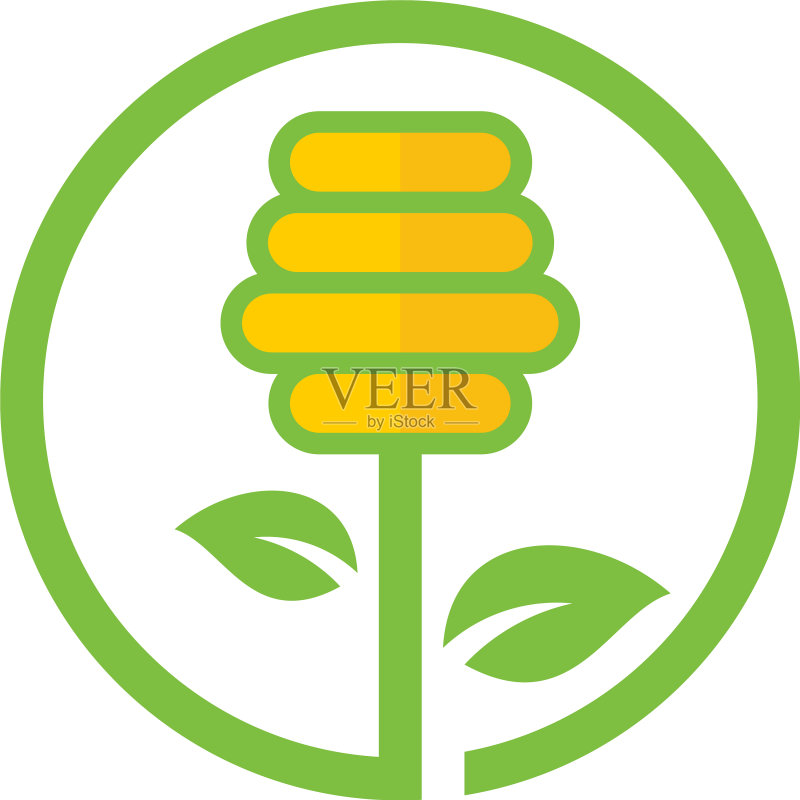 蜂蜜Logo图标设计:叶子蜂蜜Logo设计图标素材
