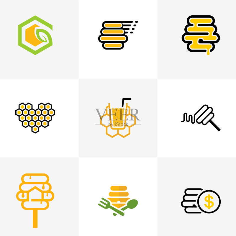 蜂蜜Logo图标设计套装图标素材