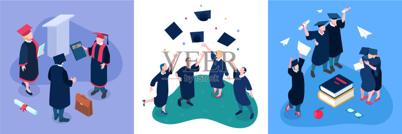 毕业学生设计概念套装图标素材
