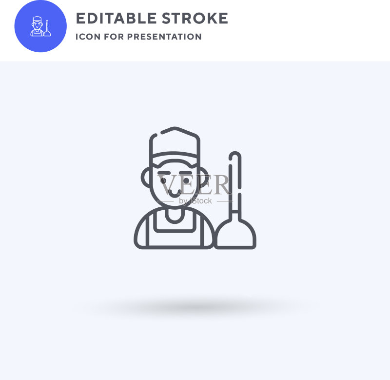 水管工图标填充扁平标志图标素材