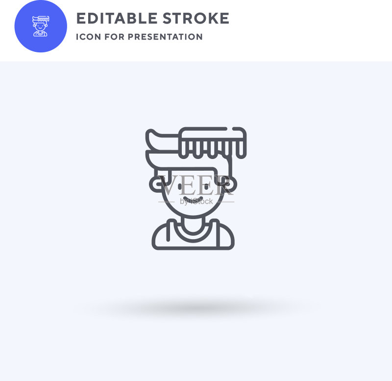发型图标填充扁平标志图标素材