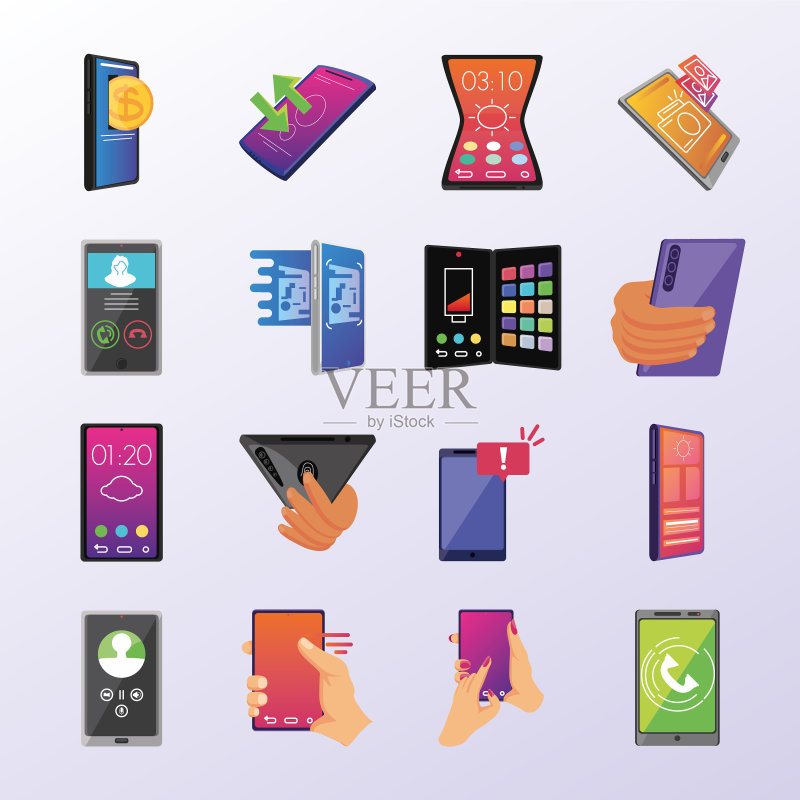 智能手机屏幕图标集图标素材