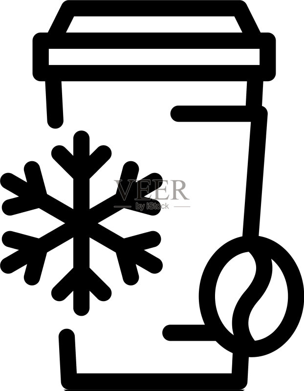 冷咖啡杯轮廓图标图标素材