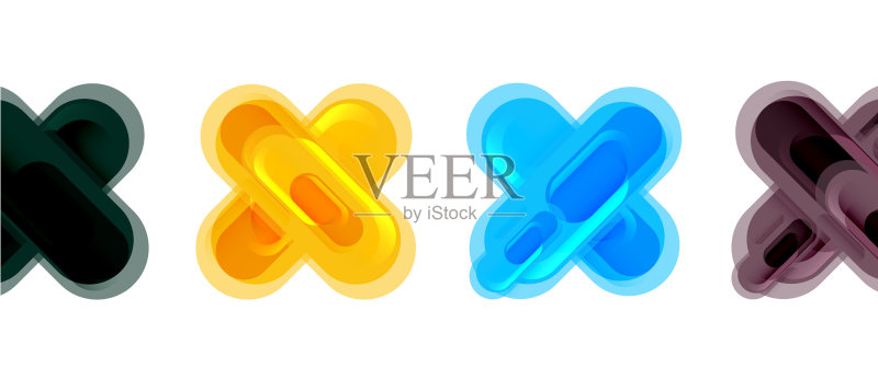 现代玻璃十字形抽象图标素材