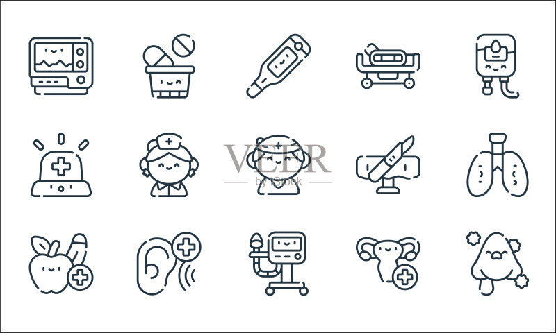 医疗服务线性图标集图标素材