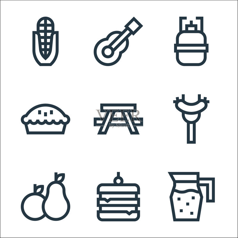 野餐线性图标合集图标素材