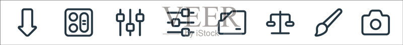 界面线性图标合集品质线条合集图标素材