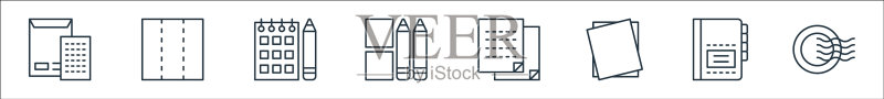 文具线条图标线性集品质线条集图标素材