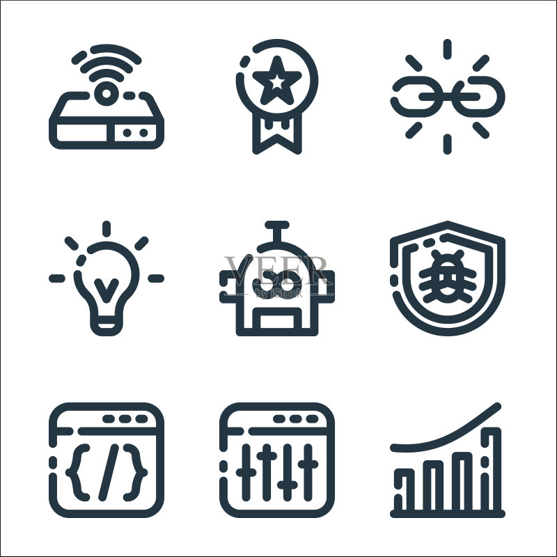 SEO营销线性图标合集图标素材
