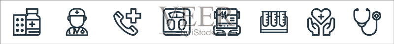 医疗工具线性图标高质量线条集图标素材