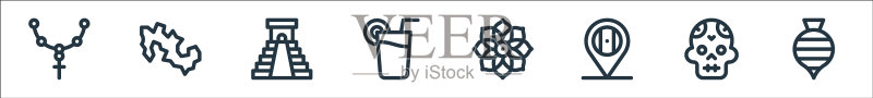 墨西哥线图标线性集质量线集图标素材