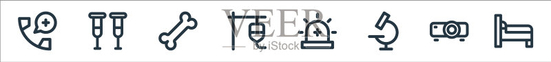 医疗用品线性图标集图标素材