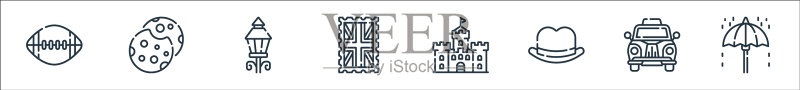 英格兰线性图标高质量线性套装图标素材