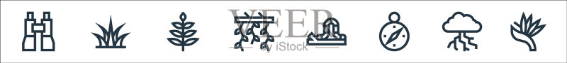 丛林线图标线性集质量线集图标素材