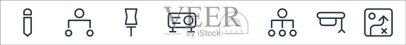 学校教育线性图标集图标素材