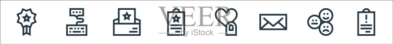 反馈和评价线性图标集图标素材