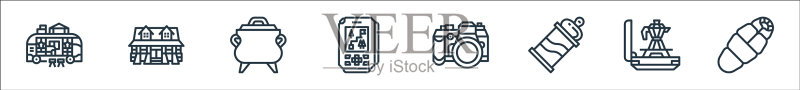高质量露营线性图标集图标素材