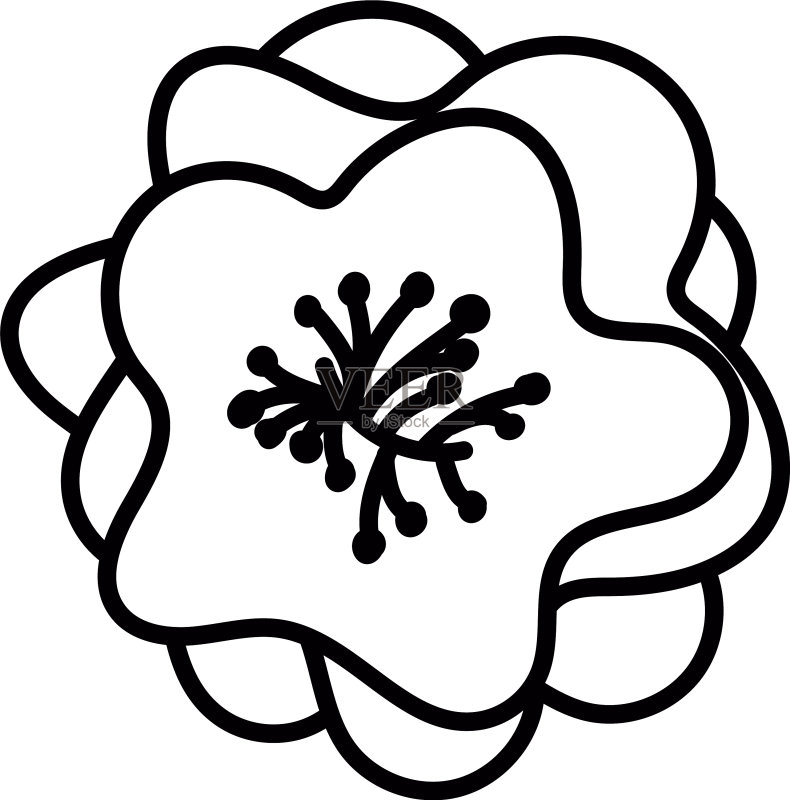 中国风花朵线条图标设计图标素材
