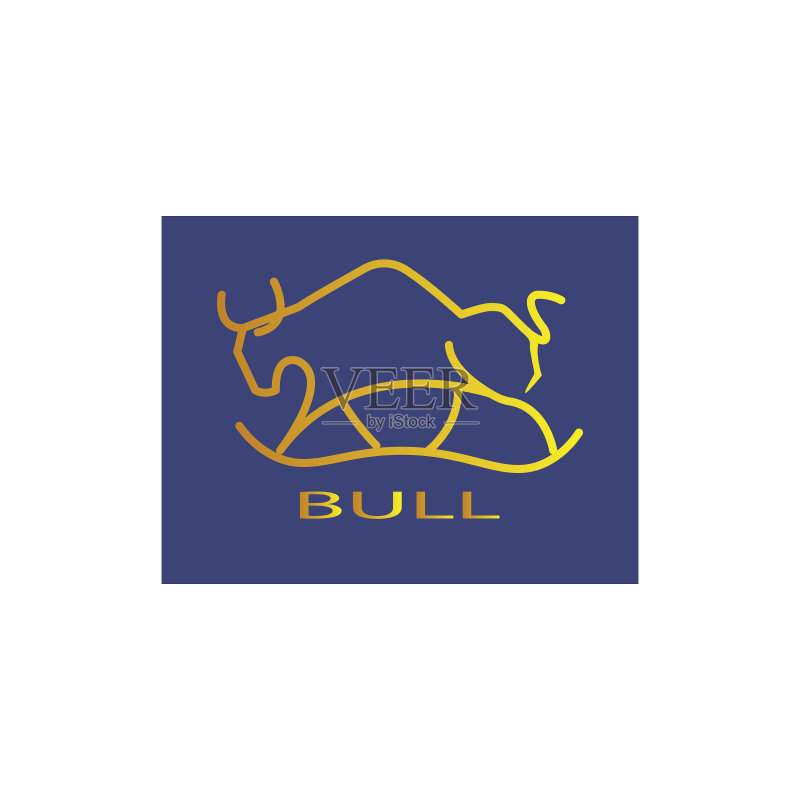 公牛Logo彩色线条背景设计模板图标素材