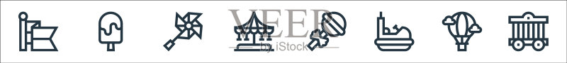 游乐园线性图标合集图标素材