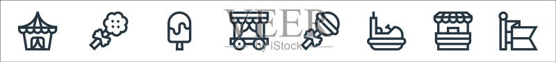 游乐园线性图标合集图标素材