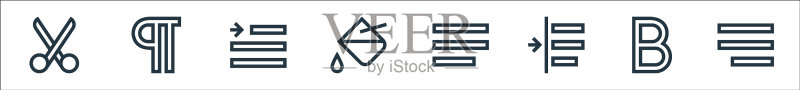 文本编辑器线性图标集图标素材