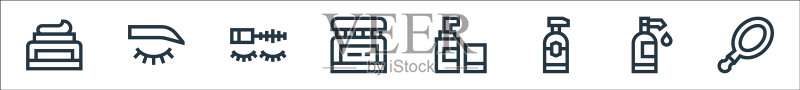 美容线条图标线性集合质量线集合图标素材