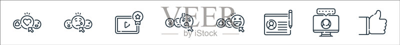 社交媒体线性图标集,优质线条图标素材