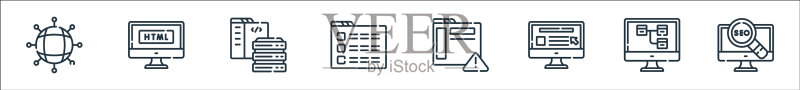 高质量的网站开发线性图标集图标素材