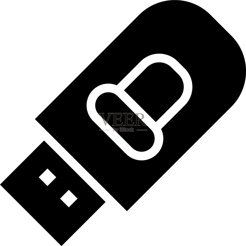 USB驱动器轮廓剪影图标素材