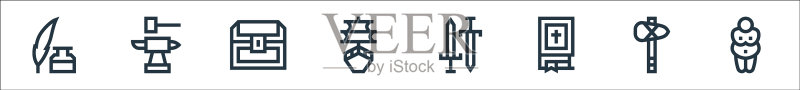 历史线性图标合集图标素材