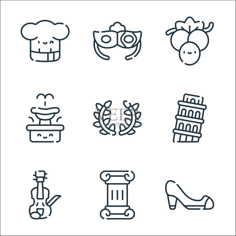 意大利线图标线集质量线集等图标素材