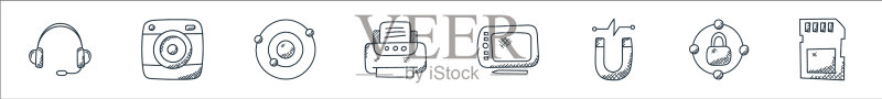 技术线图标线性集质量线集图标素材