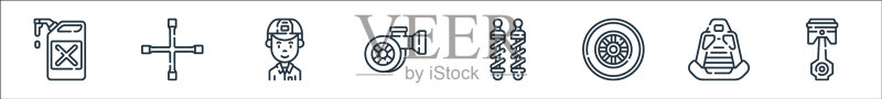 赛车运动线性图标合集图标素材