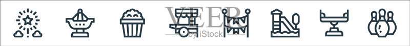 游乐园线性图标合集图标素材