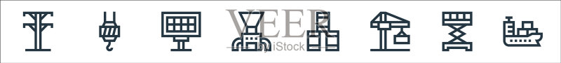 工业流程线图标质量线性集图标素材