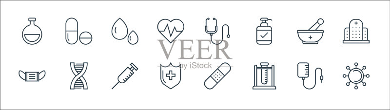 医疗工具线性图标高质量线条集图标素材