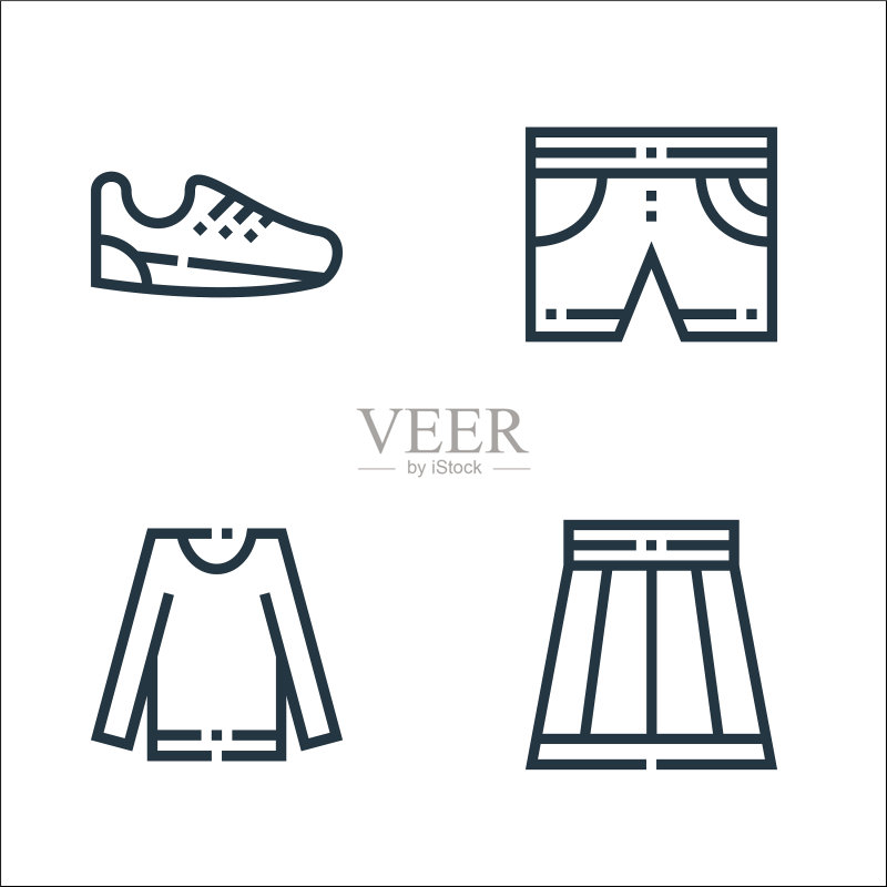 服装和服饰线性图标集图标素材
