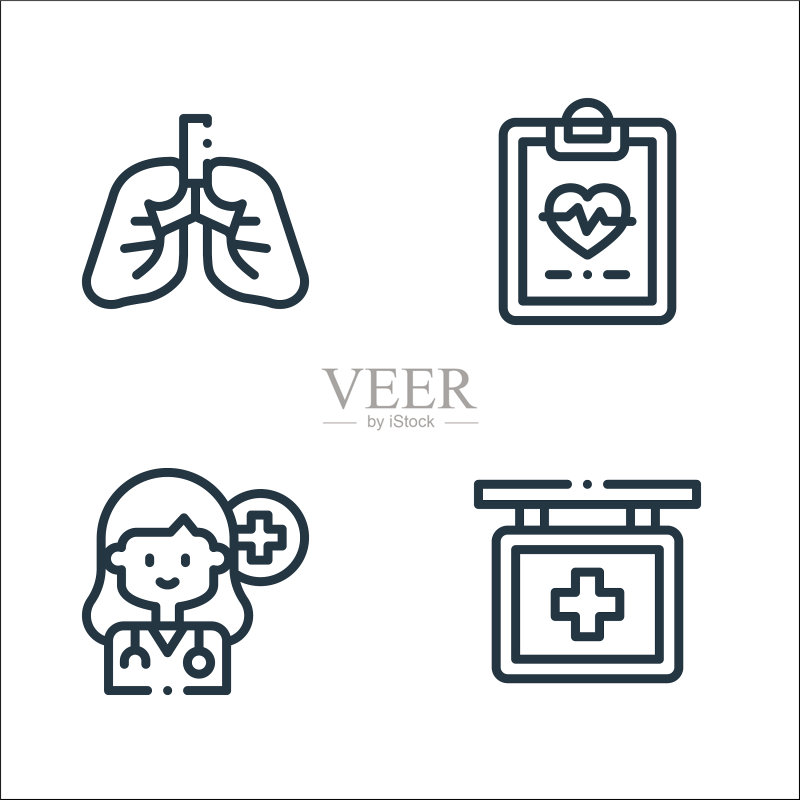 医疗线性图标线性集质量线集图标素材