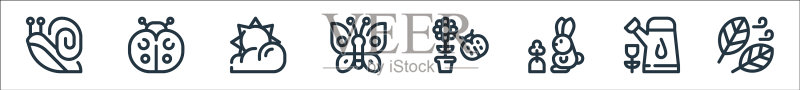 春季线性图标集图标素材