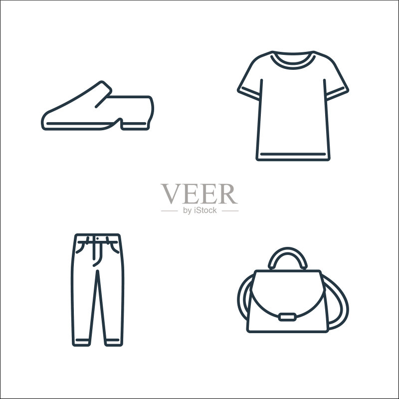 服装和服饰线性图标集图标素材