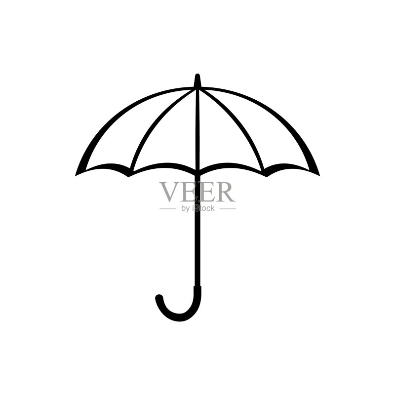 用于网络极简主义的打开的雨伞象形图图标素材