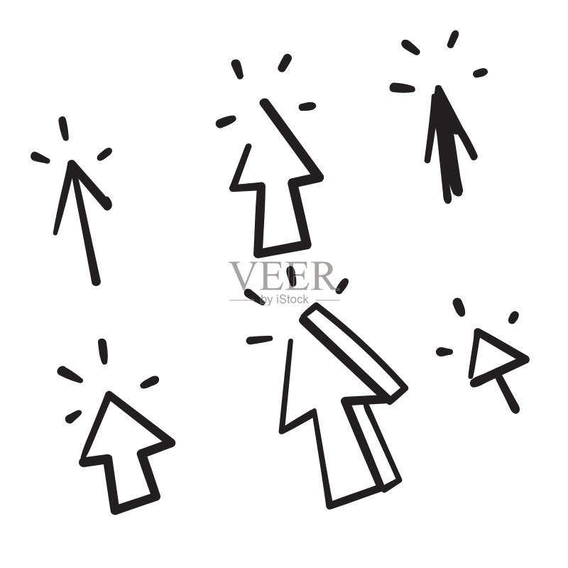 手绘涂鸦点击图标图标素材