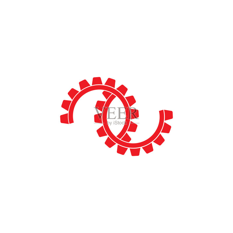简约几何链接双齿轮机器logo图标素材