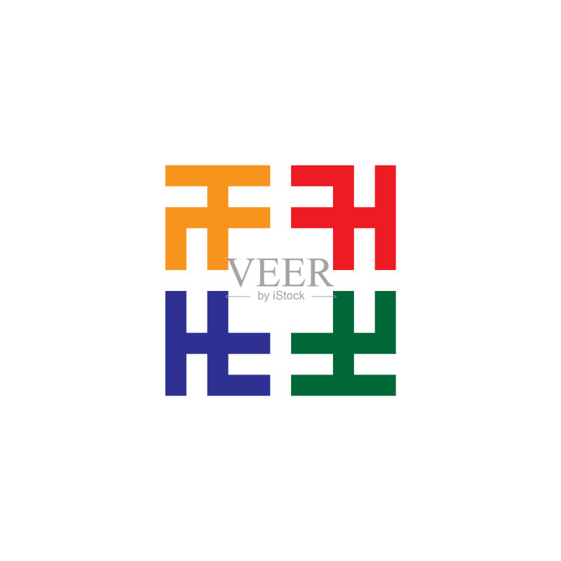 抽象字母TL简约彩色方块图标素材