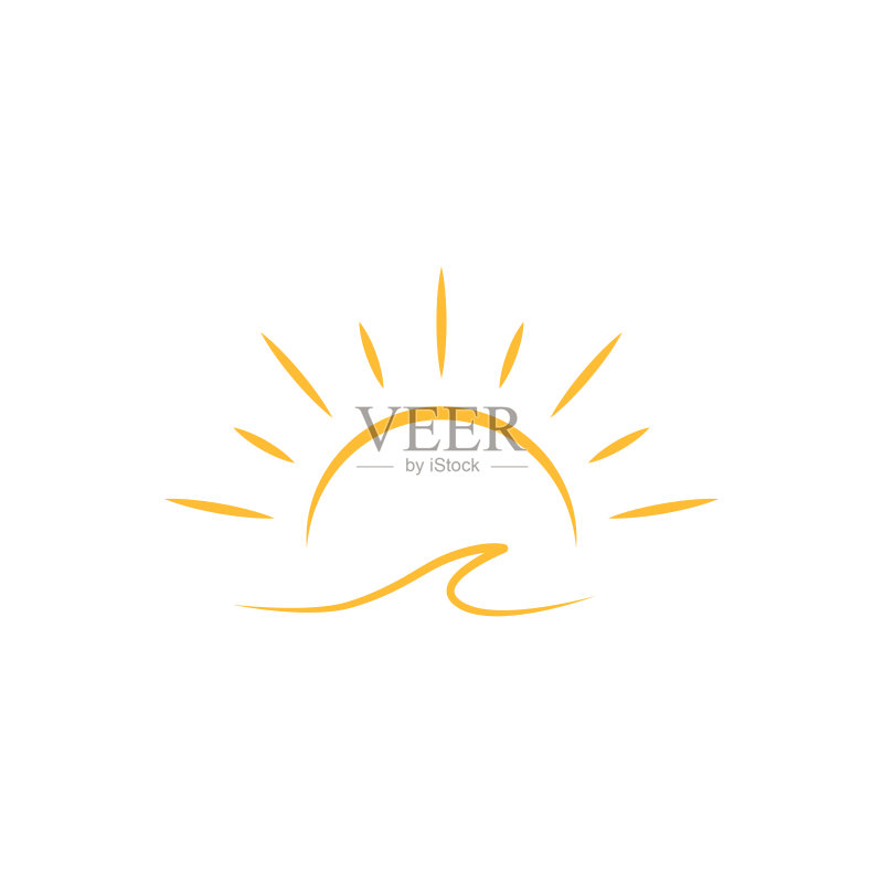 半个太阳正在落下图标矢量日落概念,用于平面设计、logo、网站、社交媒体、移动应用、UI插图图标素材