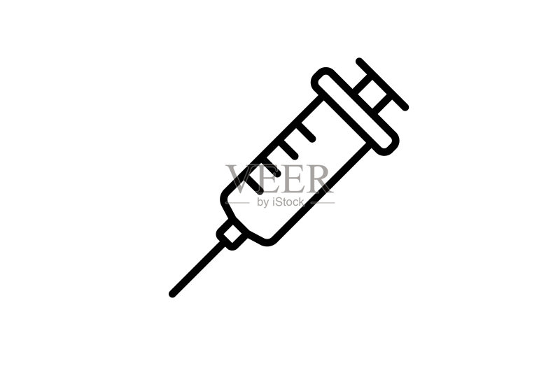 注射器线条图标,疫苗接种概念图标素材